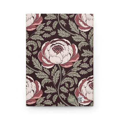 Peony Sway Hardcover Journal with hand - drawn artwork - Flourish Moon Studio