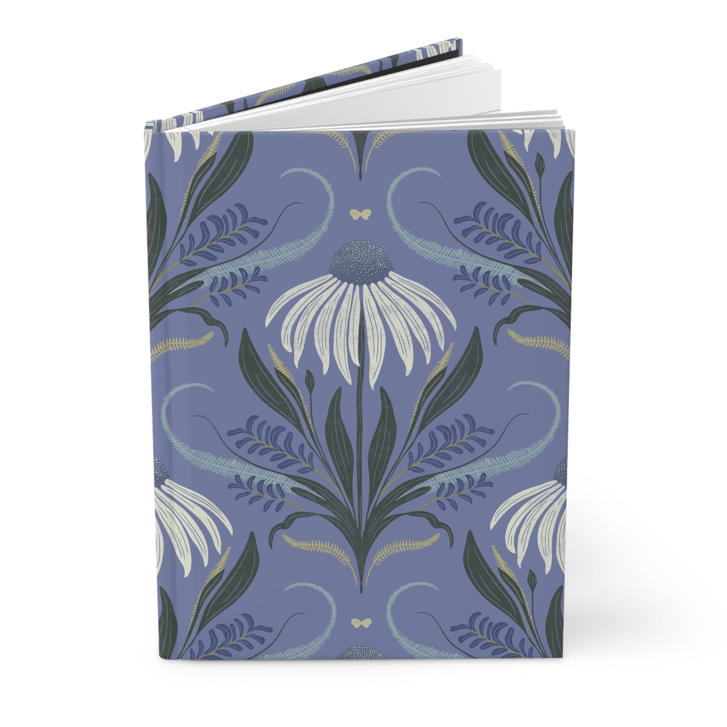 Periwinkle Wildflower Sky Hardcover Journal with hand - drawn artwork - Flourish Moon Studio