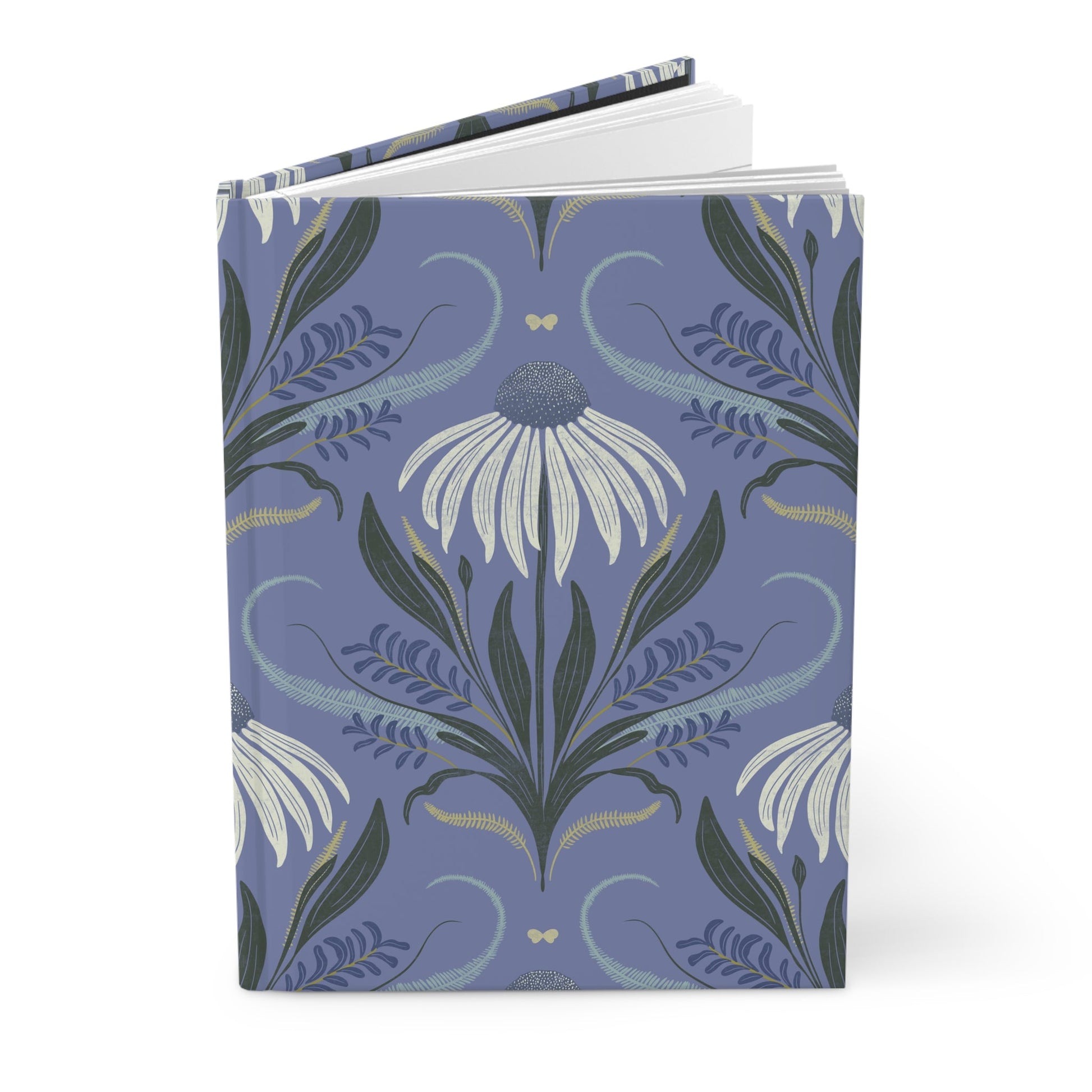 Periwinkle Wildflower Sky Hardcover Journal with hand - drawn artwork - Flourish Moon Studio