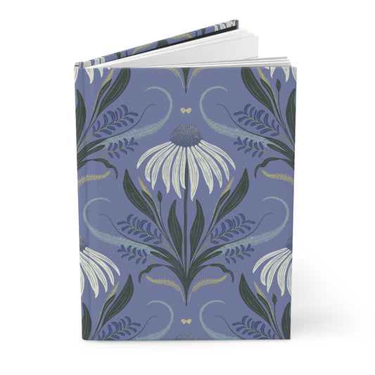 Periwinkle Wildflower Sky Hardcover Journal with hand - drawn artwork - Flourish Moon Studio