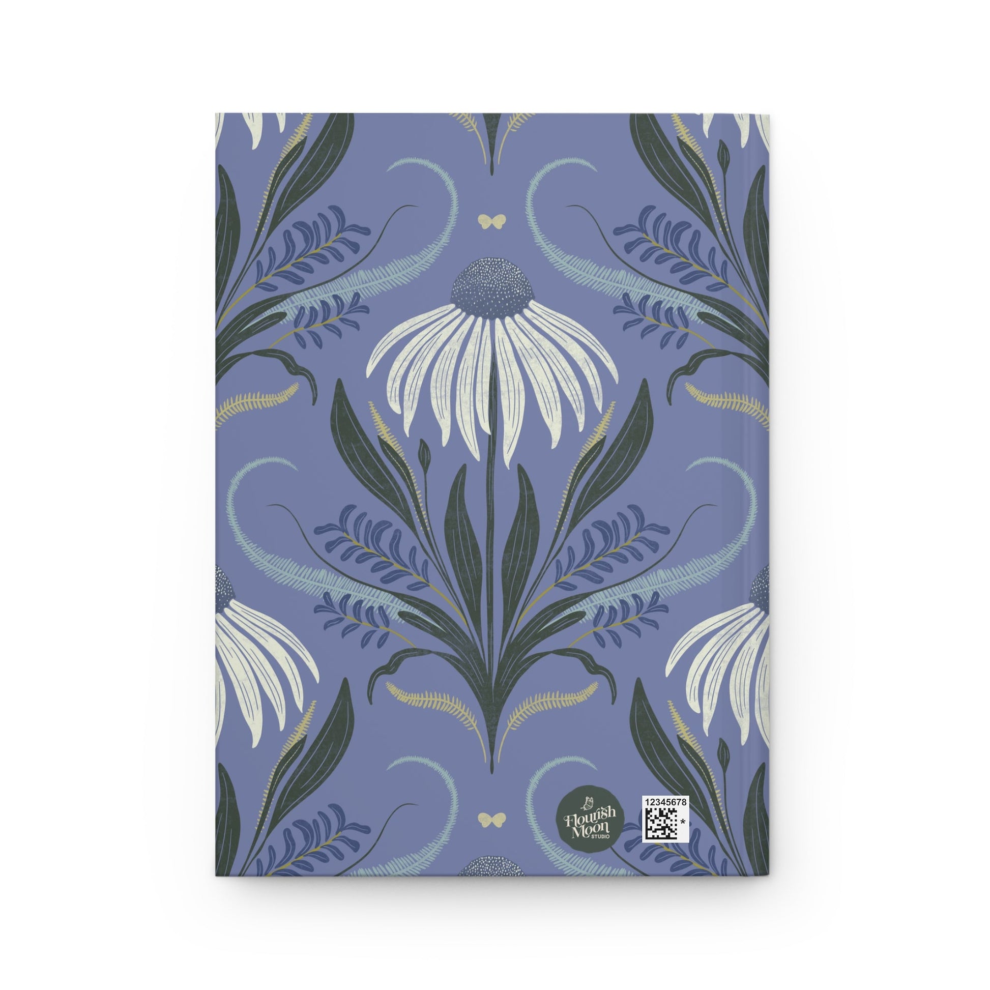Periwinkle Wildflower Sky Hardcover Journal with hand - drawn artwork - Flourish Moon Studio