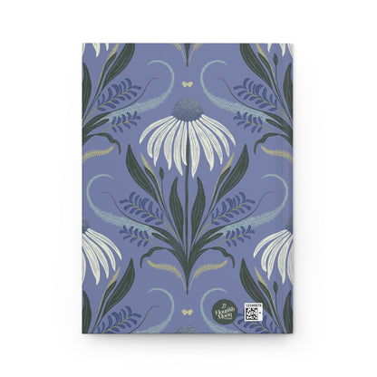 Periwinkle Wildflower Sky Hardcover Journal with hand - drawn artwork - Flourish Moon Studio