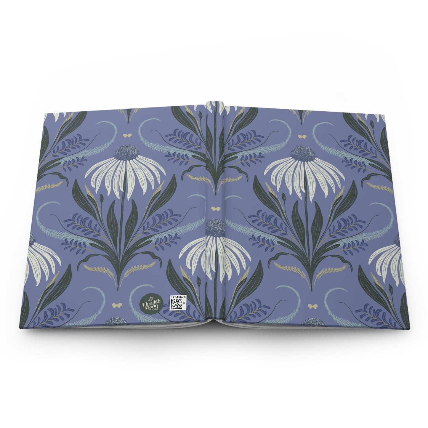 Periwinkle Wildflower Sky Hardcover Journal with hand - drawn artwork - Flourish Moon Studio