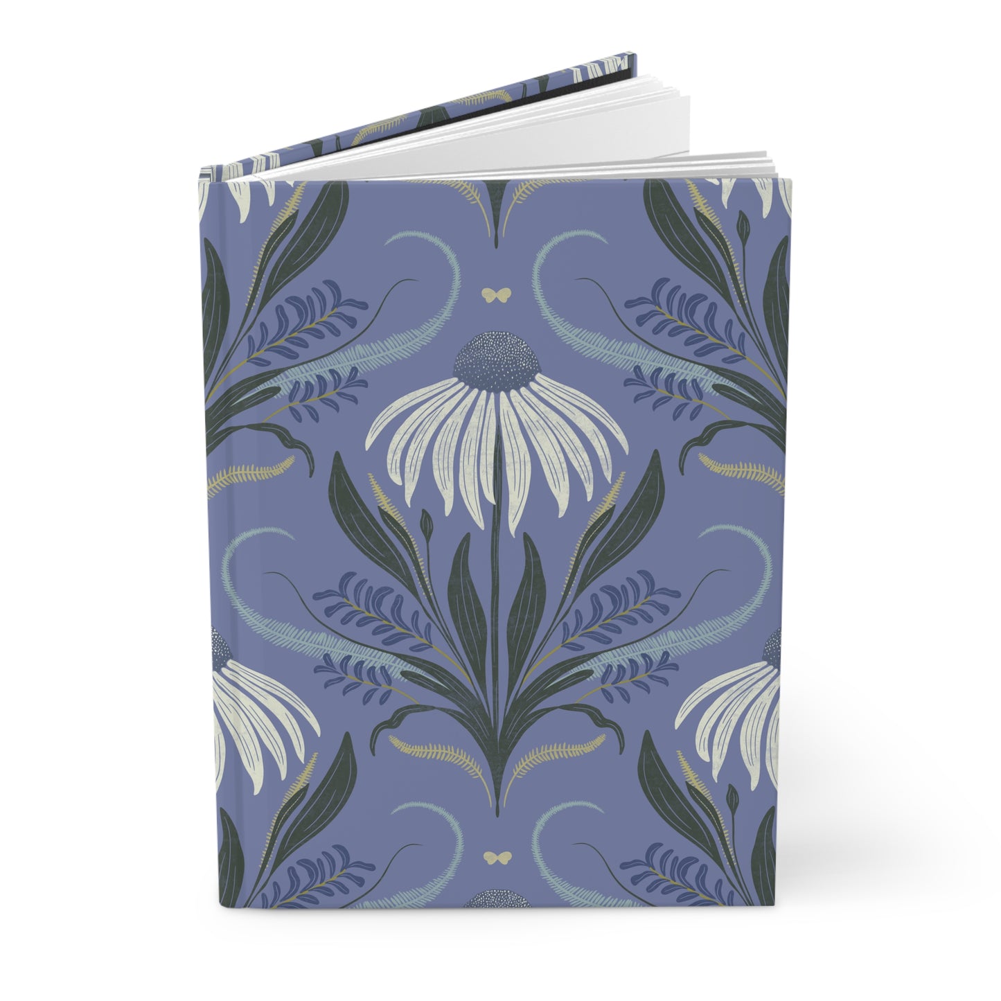 Notebook with floral design on a blue background