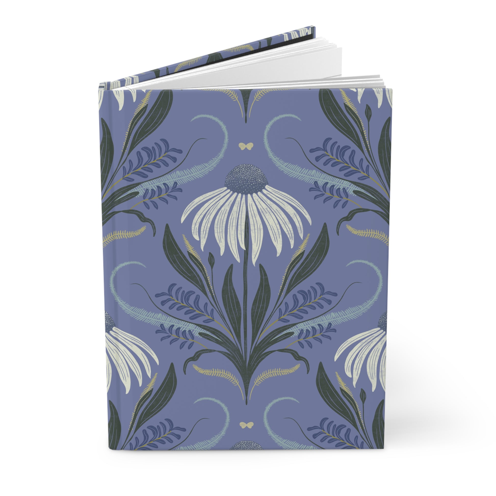 Notebook with floral design on a blue background