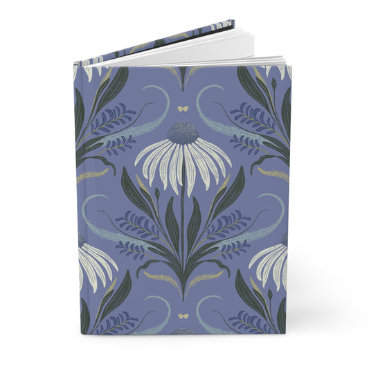 Notebook with floral design on a blue background
