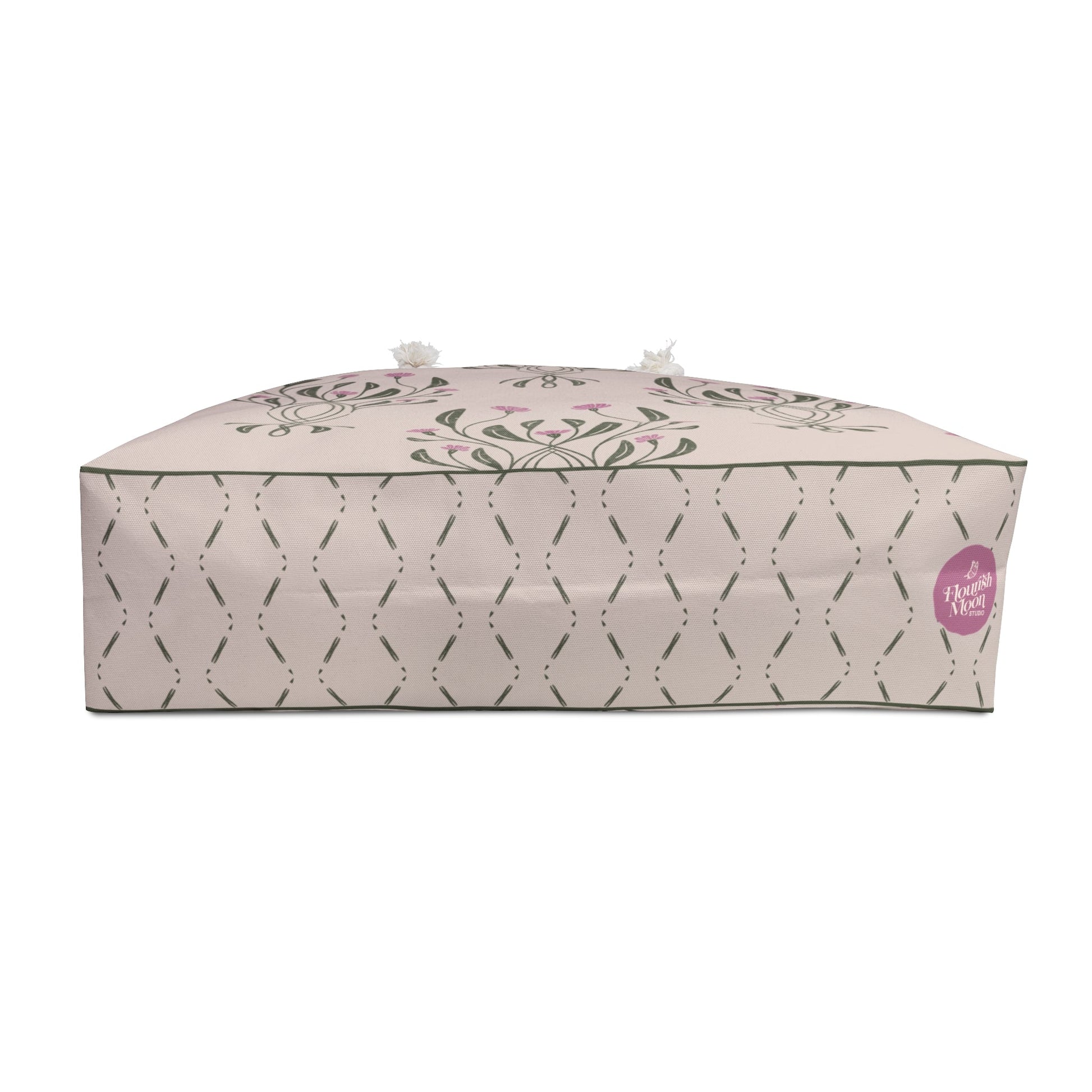 Petal Rhapsody Floral Weekender Bag with hand drawn artwork - Flourish Moon Studio