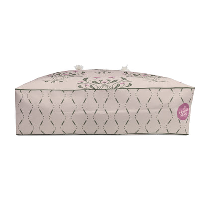 Petal Rhapsody Floral Weekender Bag with hand drawn artwork - Flourish Moon Studio