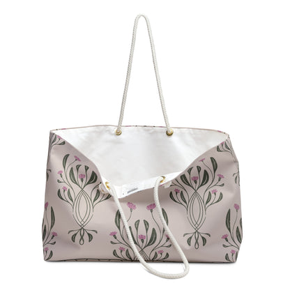 Petal Rhapsody Floral Weekender Bag with hand drawn artwork - Flourish Moon Studio