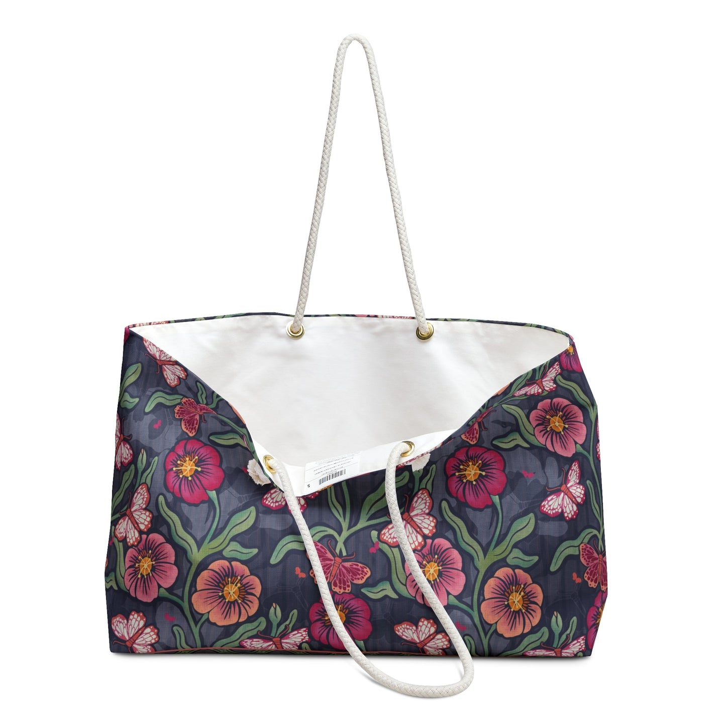 Petals & Process Butterfly Weekender Bag with hand drawn artwork - Flourish Moon Studio