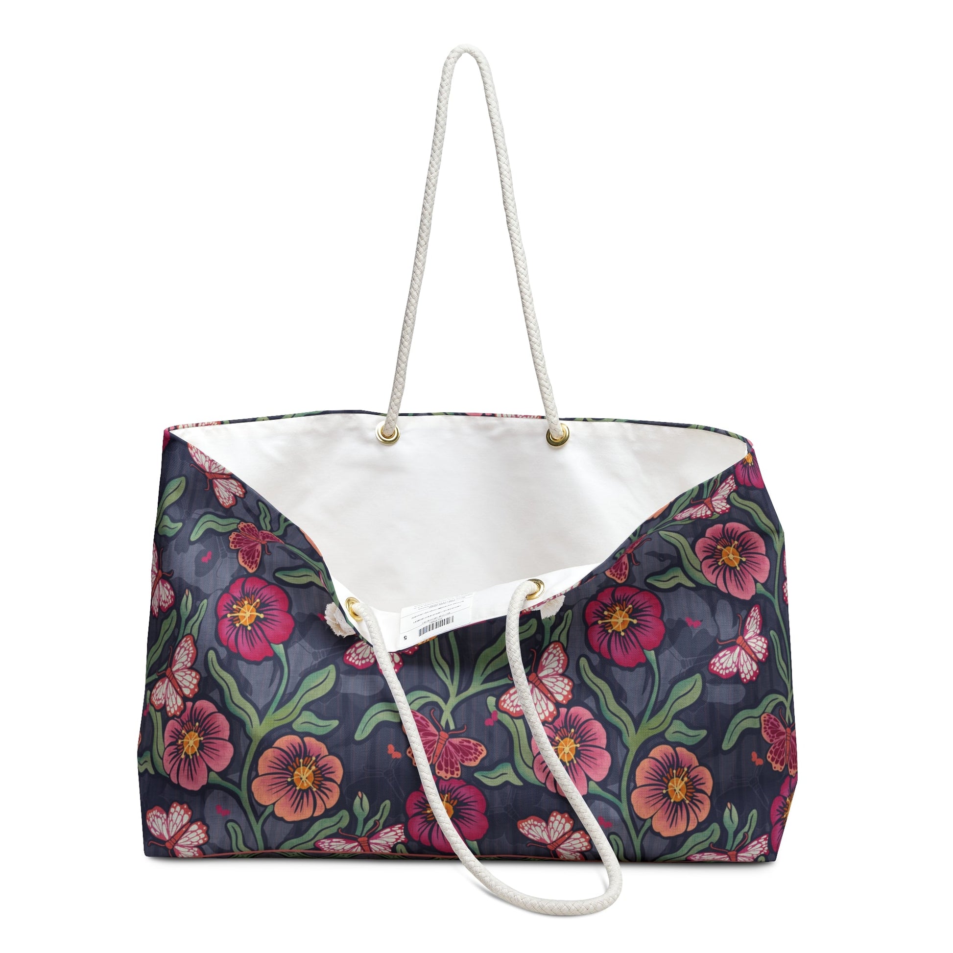 Petals & Process Butterfly Weekender Bag with hand drawn artwork - Flourish Moon Studio