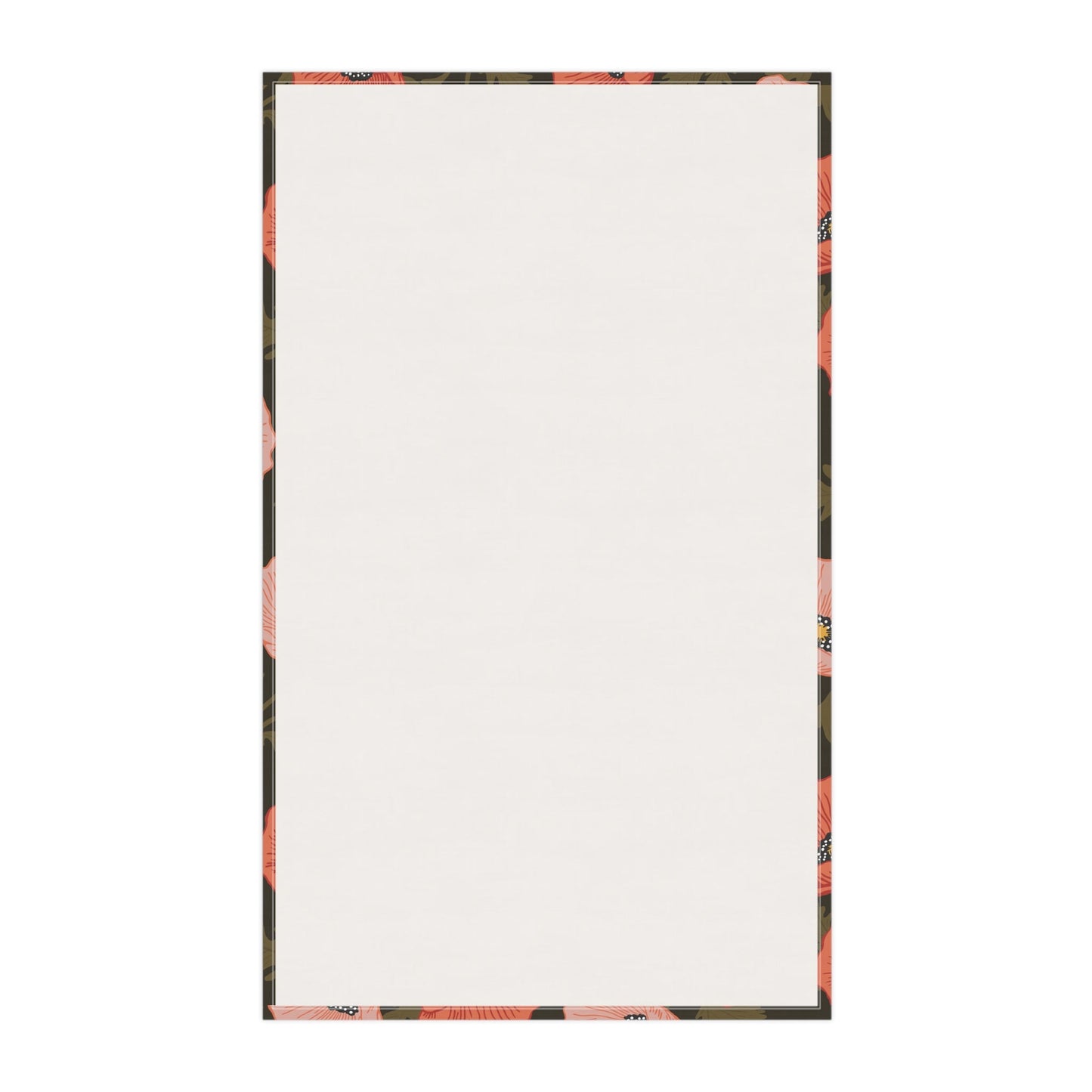 Poppy Waltz Floral on Dark Chocolate Tea Towel with hand drawn artwork - Flourish Moon Studio