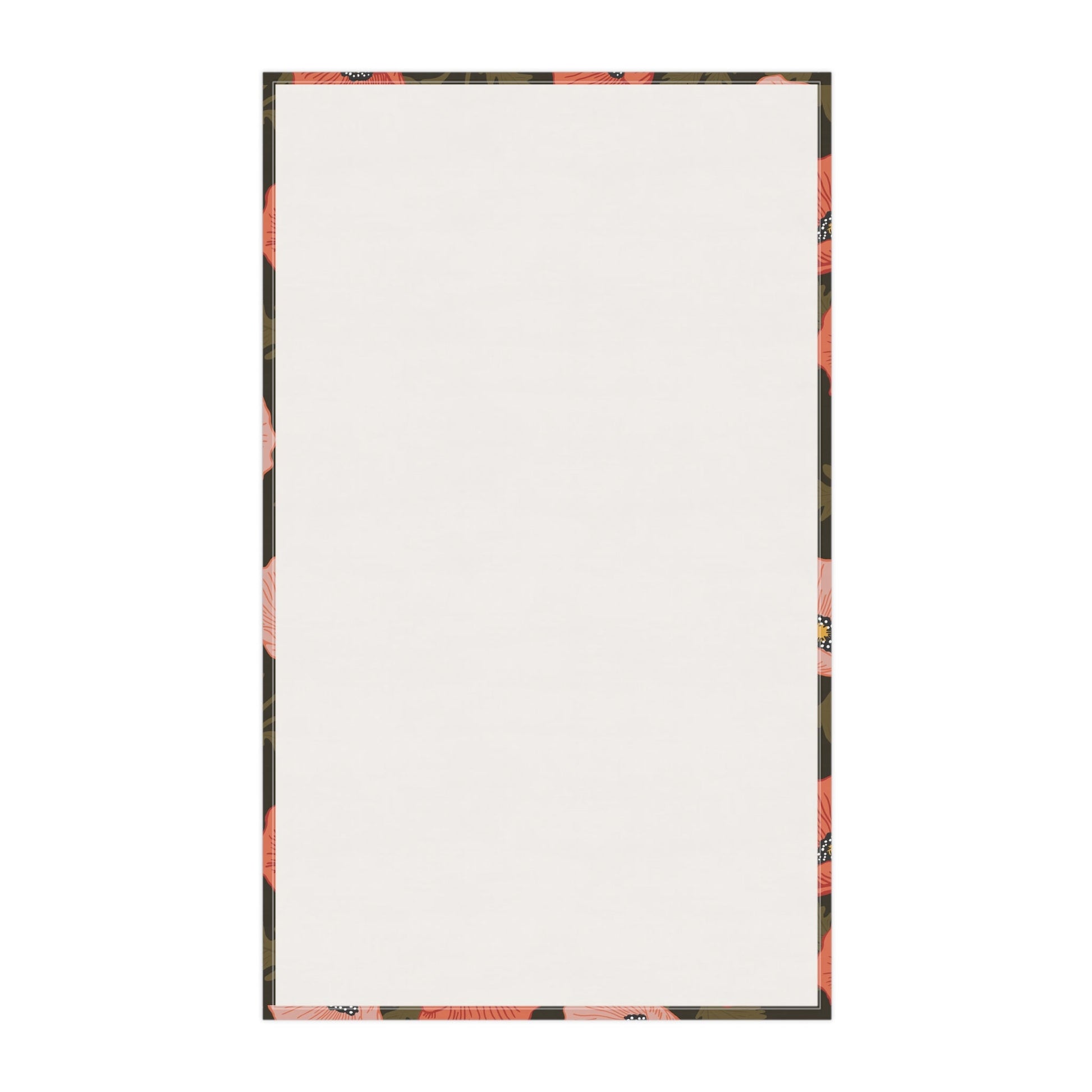 Poppy Waltz Floral on Dark Chocolate Tea Towel with hand drawn artwork - Flourish Moon Studio