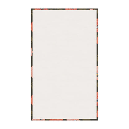 Poppy Waltz Floral on Dark Chocolate Tea Towel with hand drawn artwork - Flourish Moon Studio