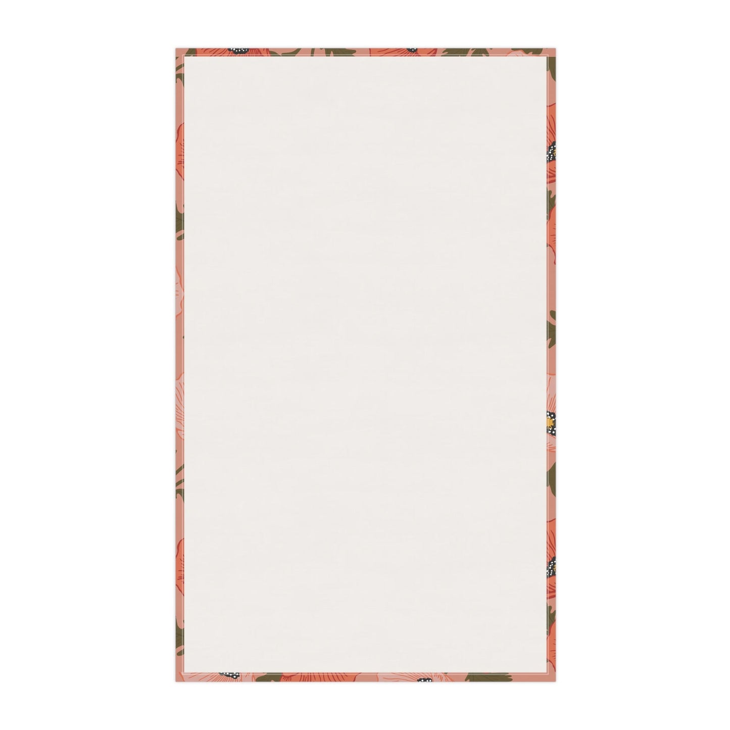 Poppy Waltz Floral on Peach Blush Tea Towel with hand drawn artwork - Flourish Moon Studio