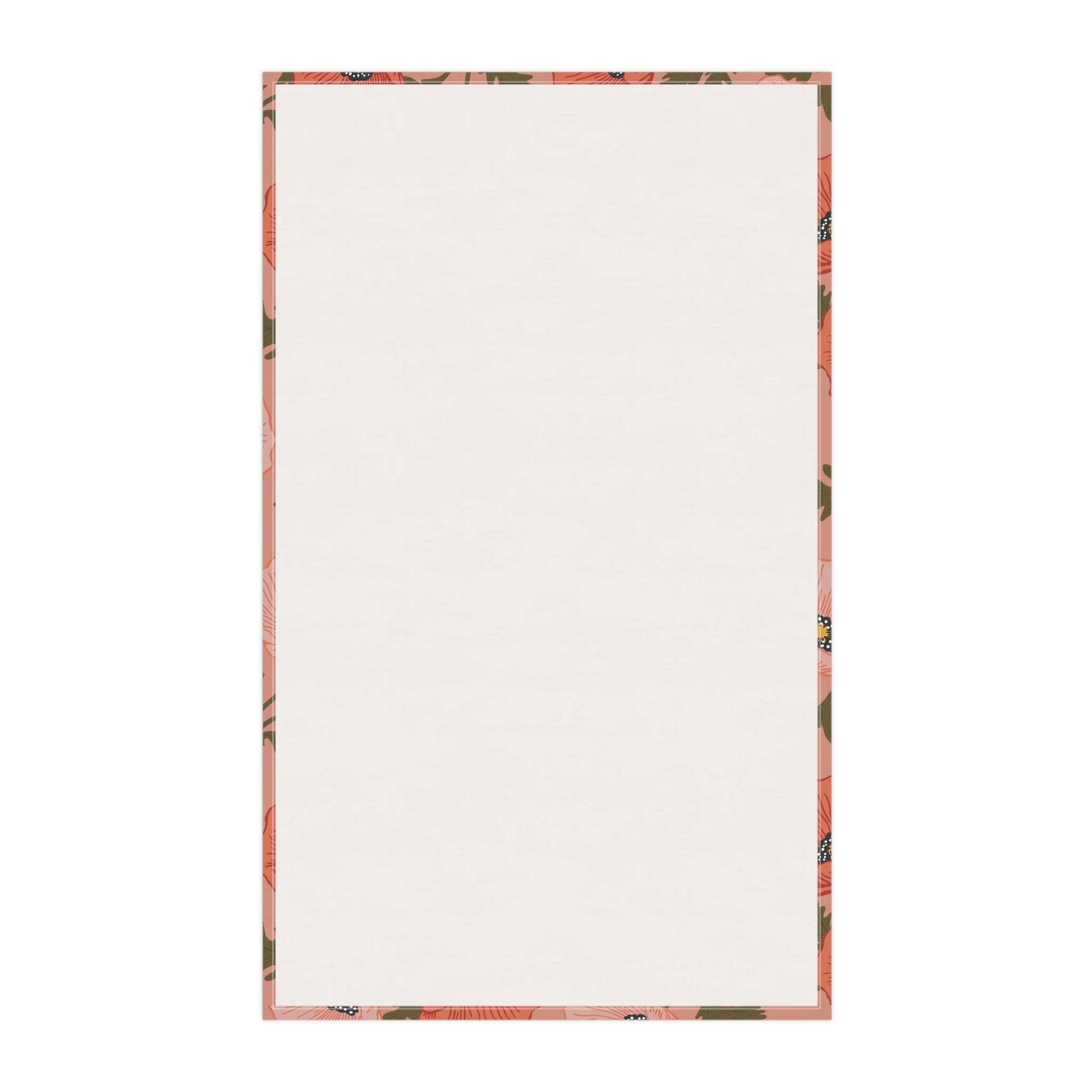 Poppy Waltz Floral on Peach Blush Tea Towel with hand drawn artwork - Flourish Moon Studio
