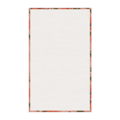 Poppy Waltz Floral on Peach Blush Tea Towel with hand drawn artwork - Flourish Moon Studio