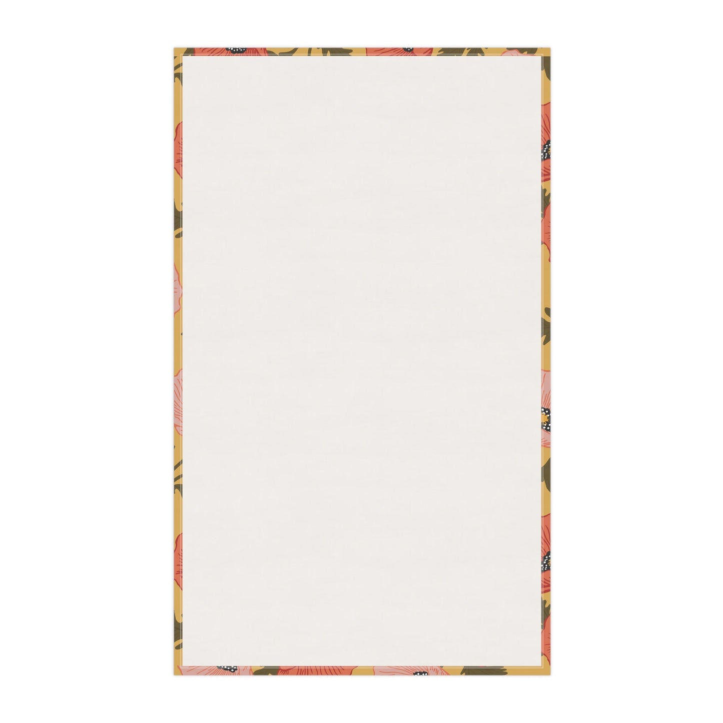 Poppy Waltz Floral on Sunshine Yellow Tea Towel with hand drawn artwork - Flourish Moon Studio