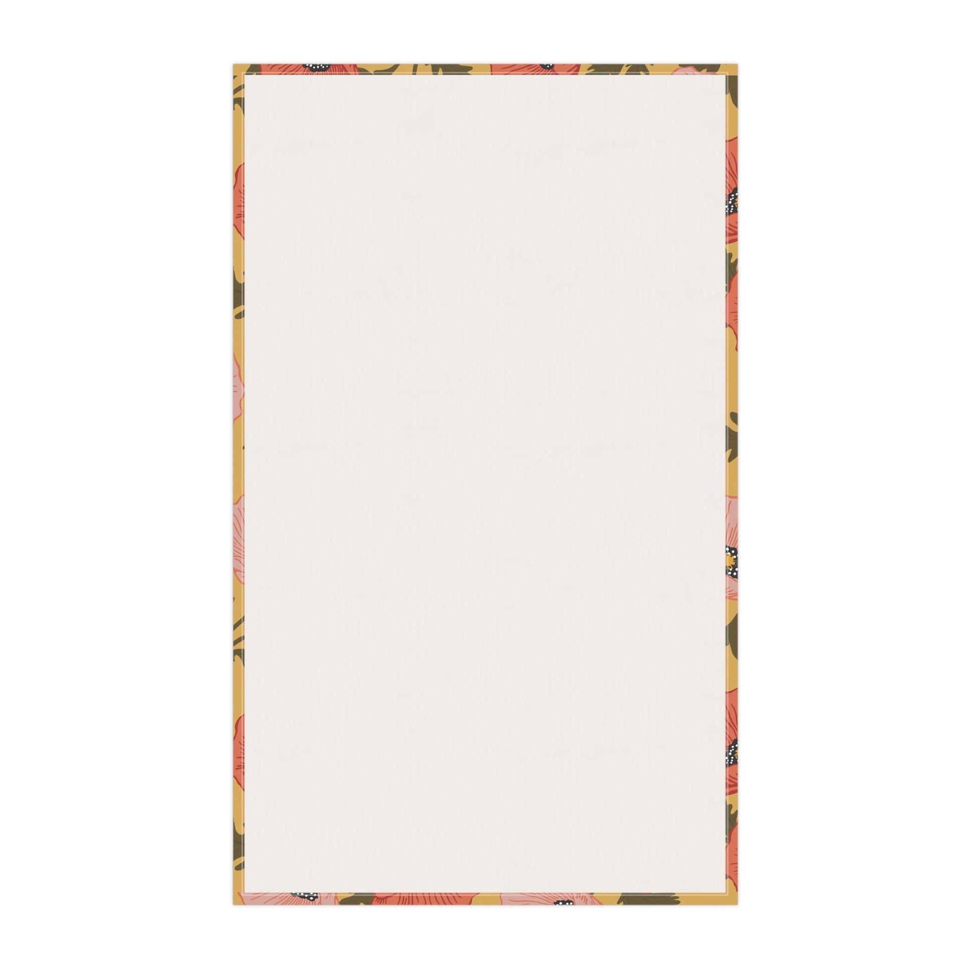 Poppy Waltz Floral on Sunshine Yellow Tea Towel with hand drawn artwork - Flourish Moon Studio