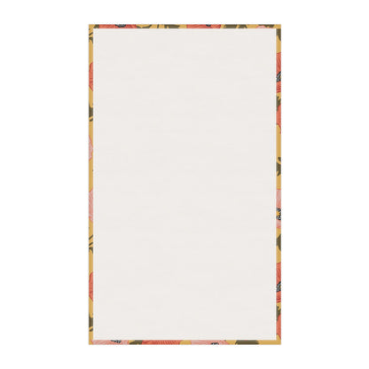 Poppy Waltz Floral on Sunshine Yellow Tea Towel with hand drawn artwork - Flourish Moon Studio