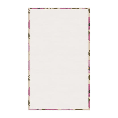 Poppy Waltz Floral Rosewood Pink Tea Towel with hand drawn artwork - Flourish Moon Studio