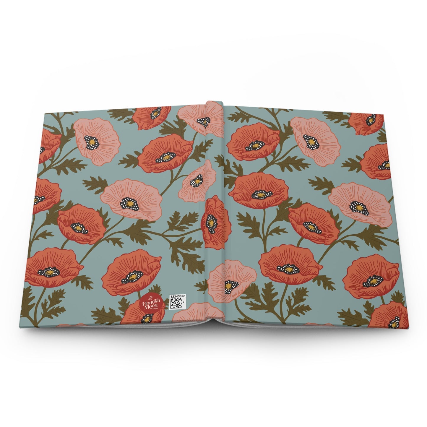 Poppy Waltz Hardcover Journal with hand - drawn artwork - Flourish Moon Studio