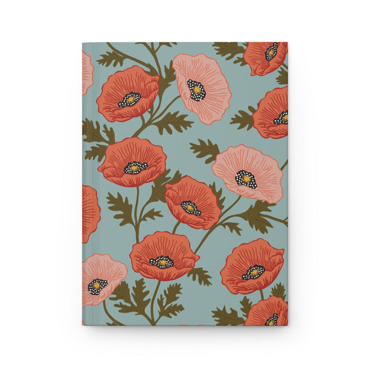 Poppy Waltz Hardcover Journal with hand - drawn artwork - Flourish Moon Studio
