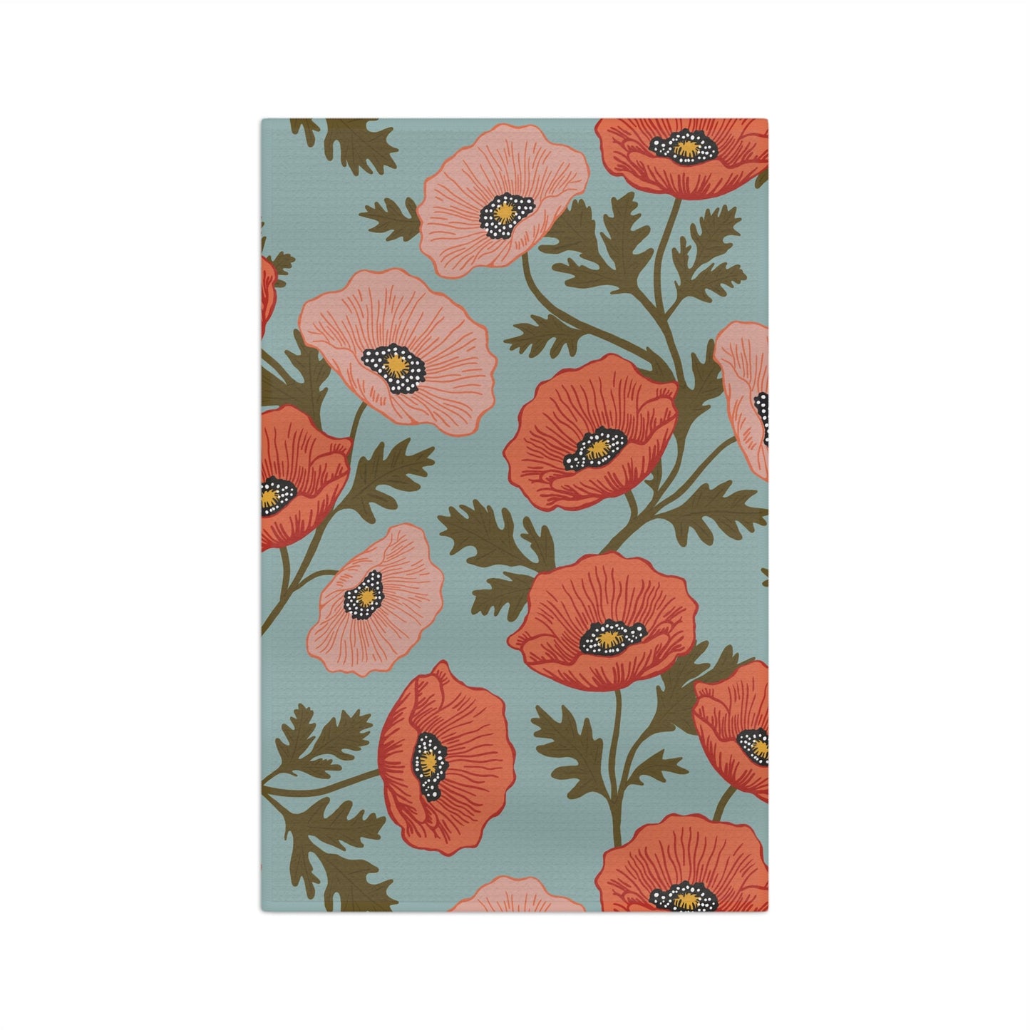 Poppy Waltz Microfiber Waffle Kitchen Towel with hand - drawn artwork - Flourish Moon Studio