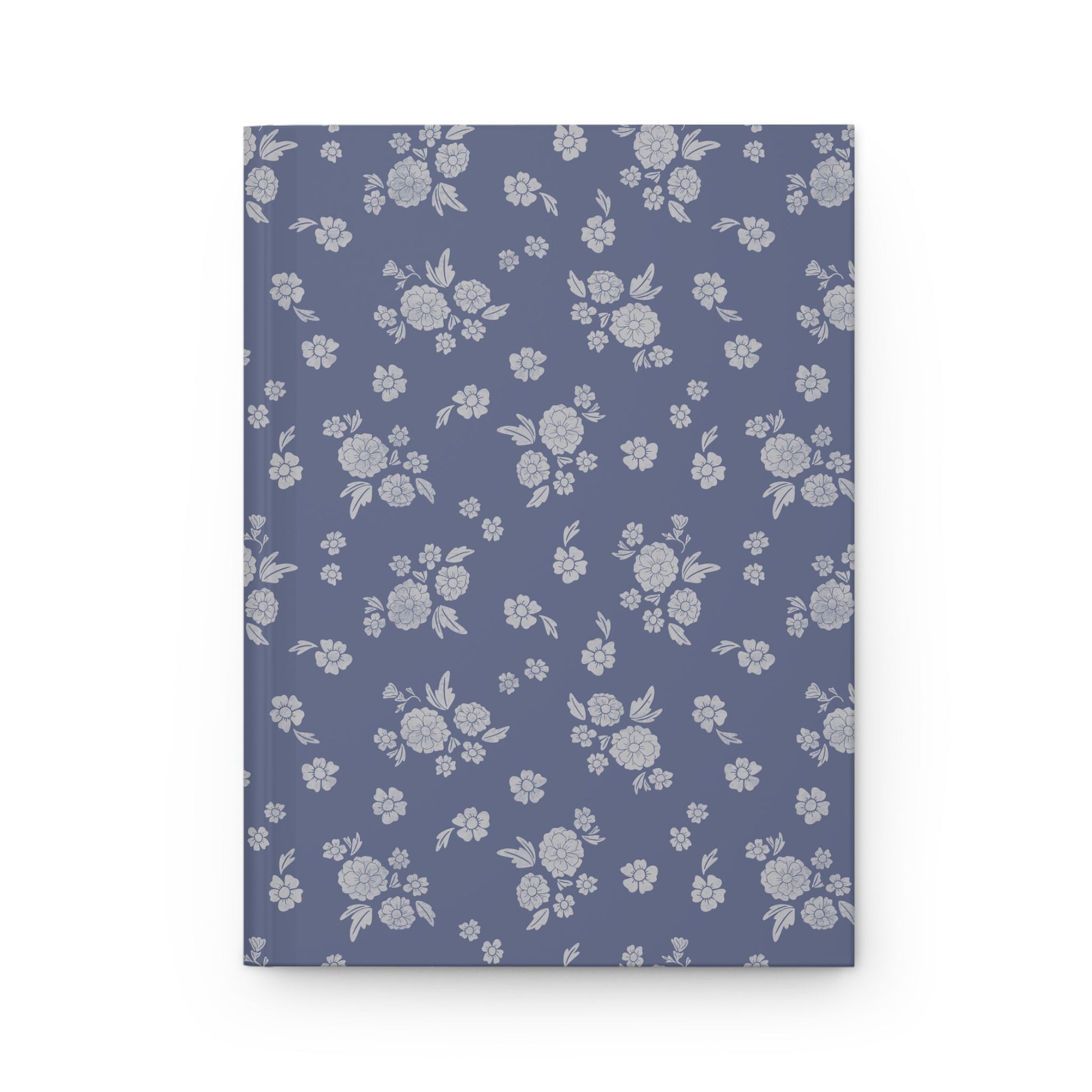 Prairie Bloom Pale Blue on Denim Hardcover Journal with hand drawn artwork - Flourish Moon Studio