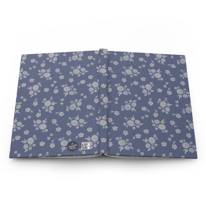 Prairie Bloom Pale Blue on Denim Hardcover Journal with hand drawn artwork - Flourish Moon Studio