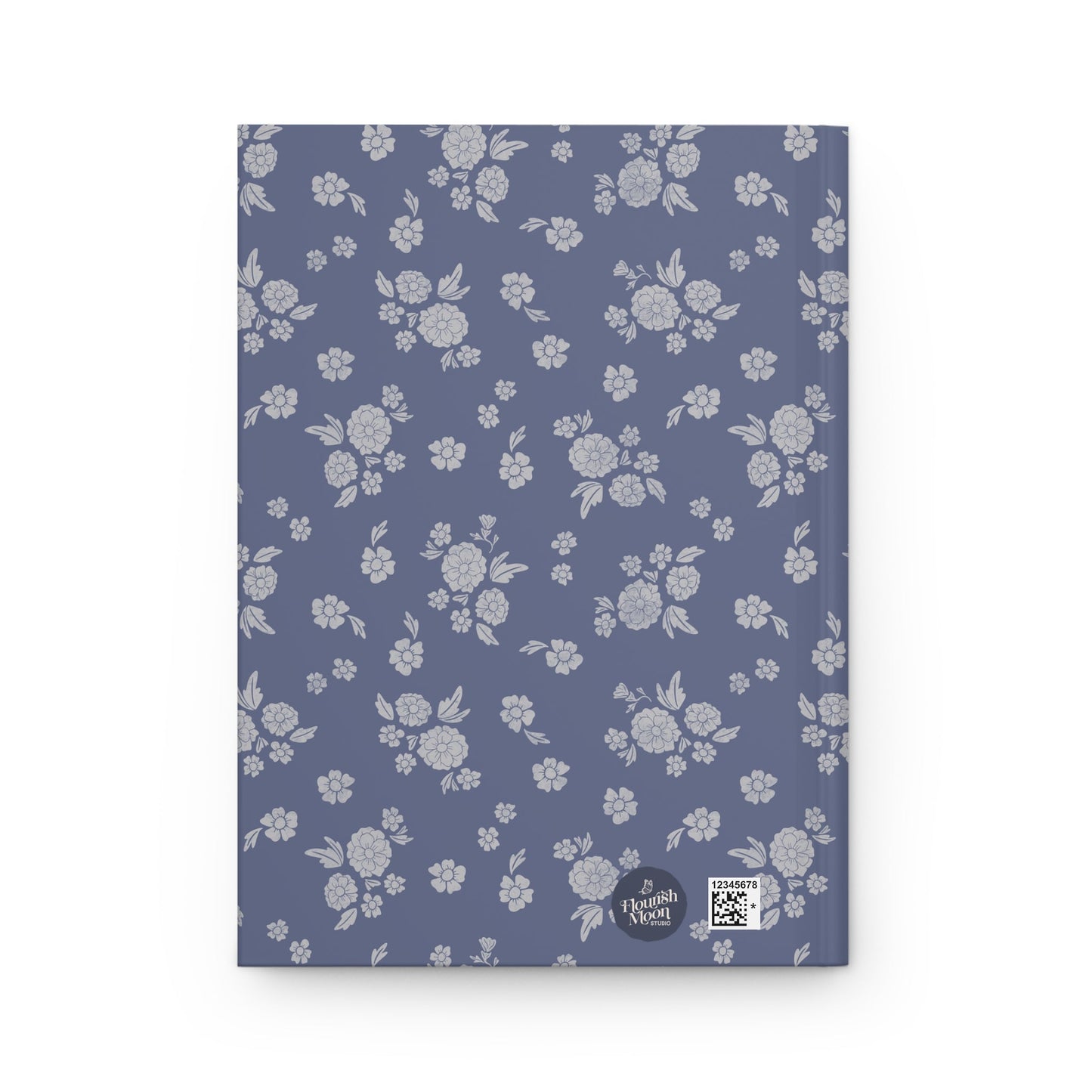 Prairie Bloom Pale Blue on Denim Hardcover Journal with hand drawn artwork - Flourish Moon Studio
