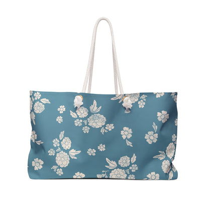 Prairie Blossom Floral Tote Bag in Bluebell with hand drawn artwork - Flourish Moon Studio