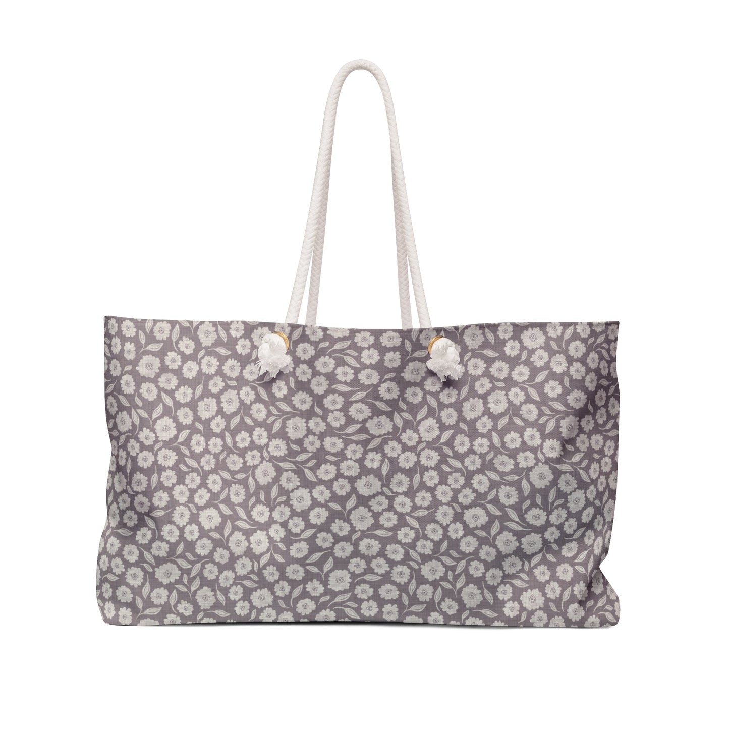 Quiet Haven Cottage Weekender Tote Bag in Orchid with hand drawn artwork - Flourish Moon Studio