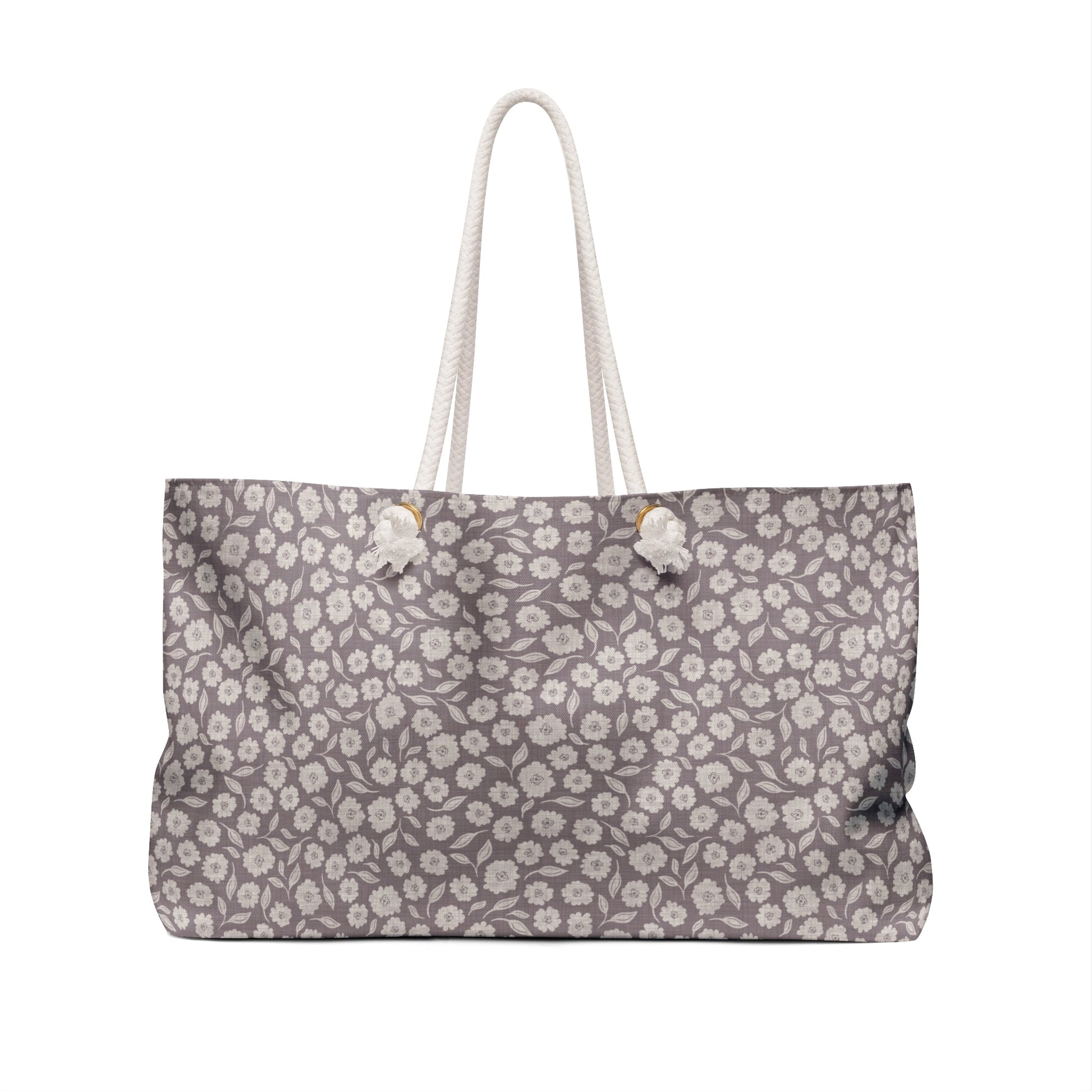 Quiet Haven Cottage Weekender Tote Bag in Orchid with hand drawn artwork - Flourish Moon Studio