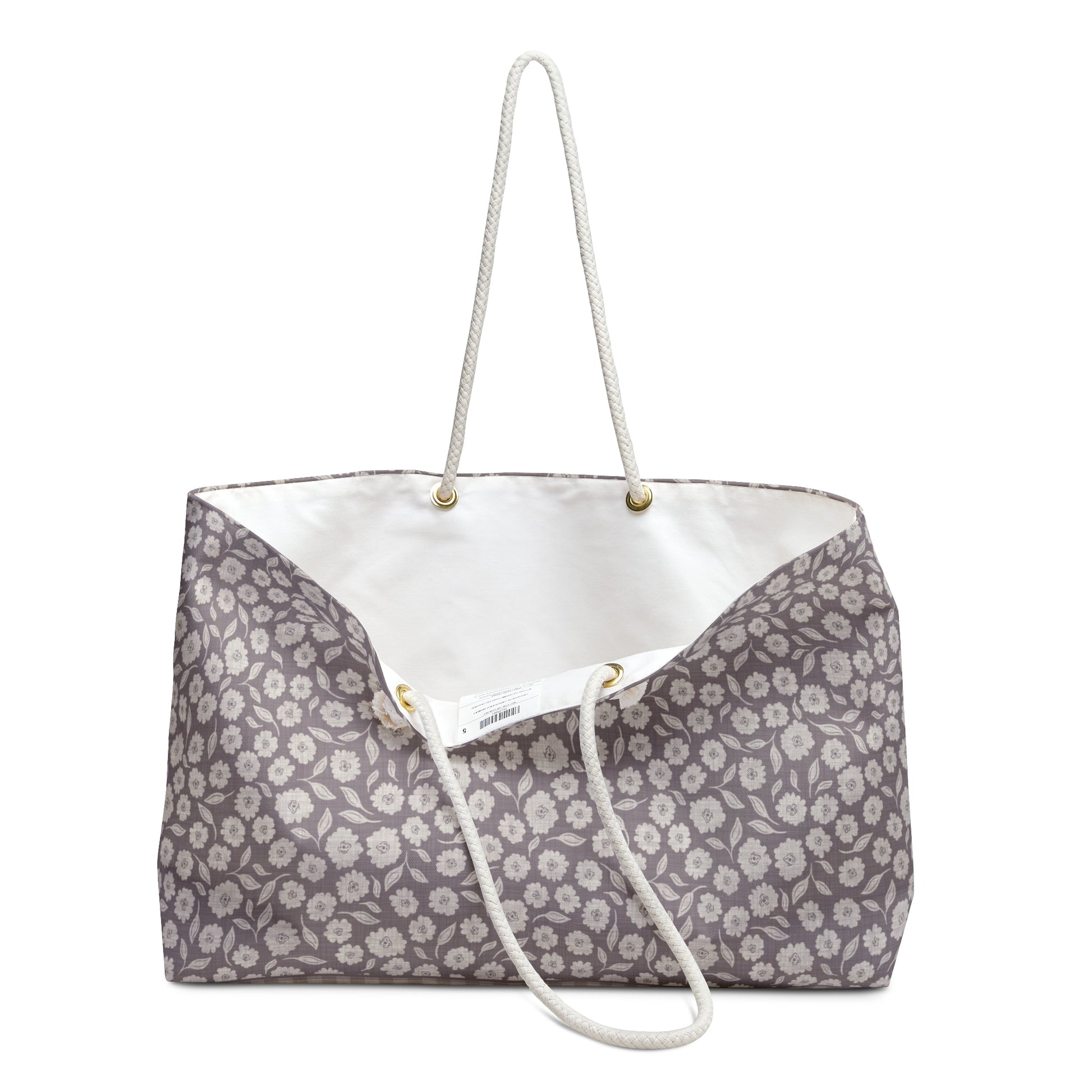 Quiet Haven Cottage Weekender Tote Bag in Orchid with hand drawn artwork - Flourish Moon Studio