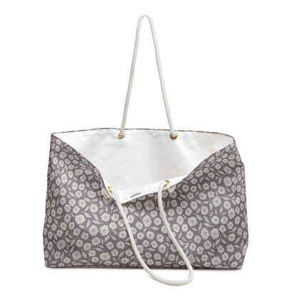 Quiet Haven Cottage Weekender Tote Bag in Orchid with hand drawn artwork - Flourish Moon Studio