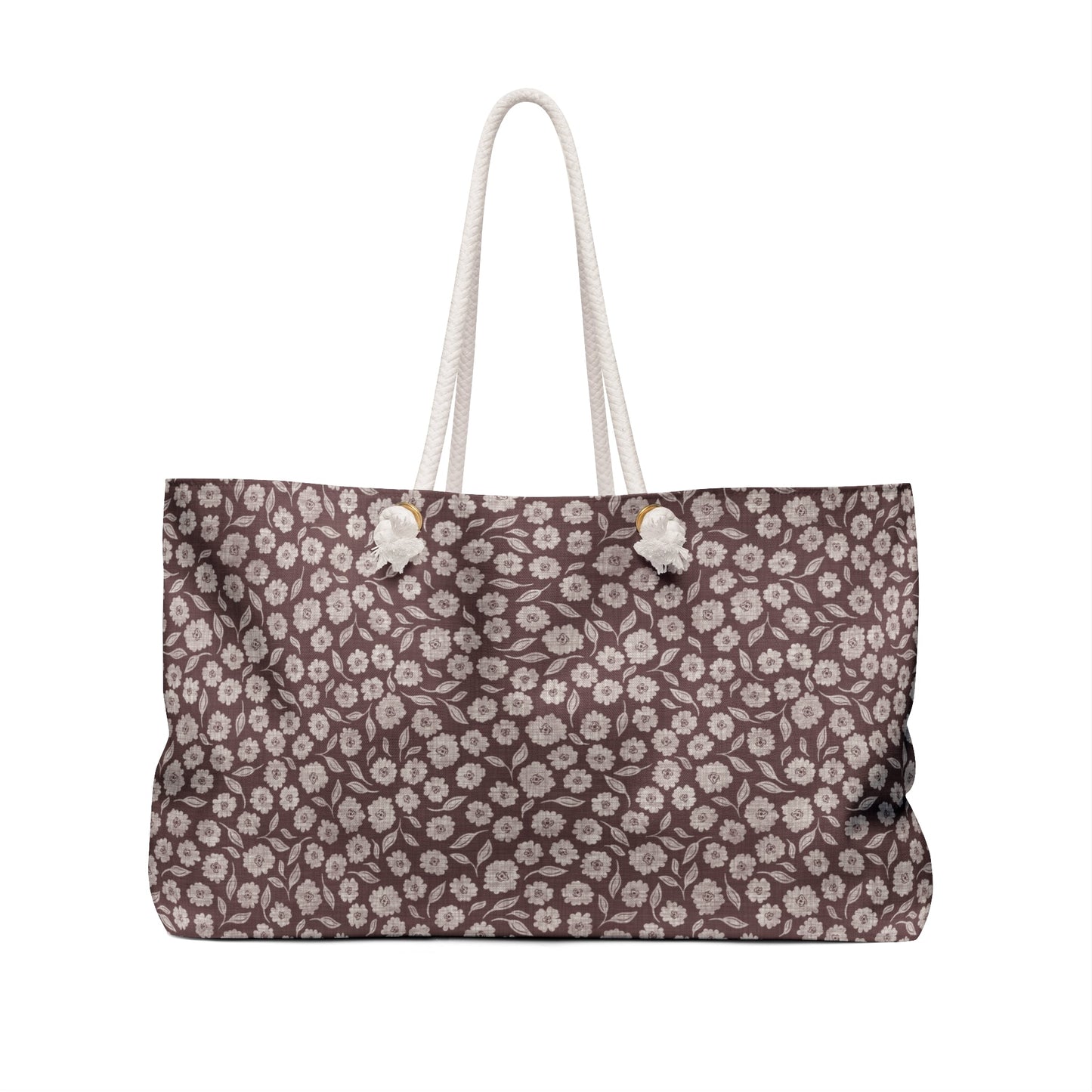 Quiet Haven Cottage Weekender Tote Bag in Rosewood with hand drawn artwork - Flourish Moon Studio