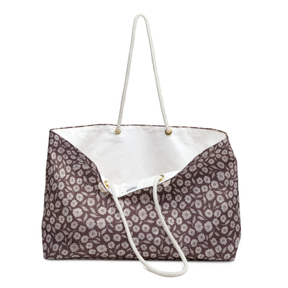 Quiet Haven Cottage Weekender Tote Bag in Rosewood with hand drawn artwork - Flourish Moon Studio