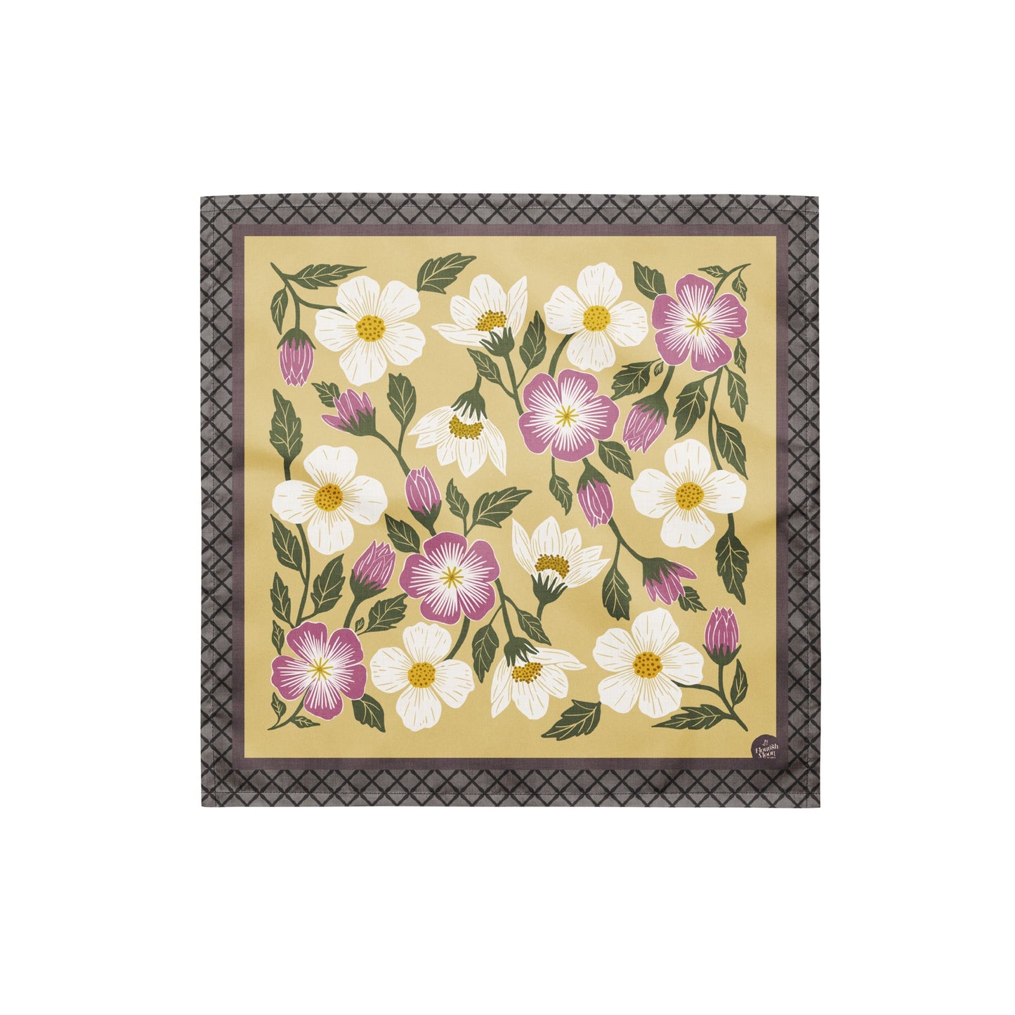 Rosehill Cottage Spring Bandana with hand - drawn artwork - Flourish Moon Studio