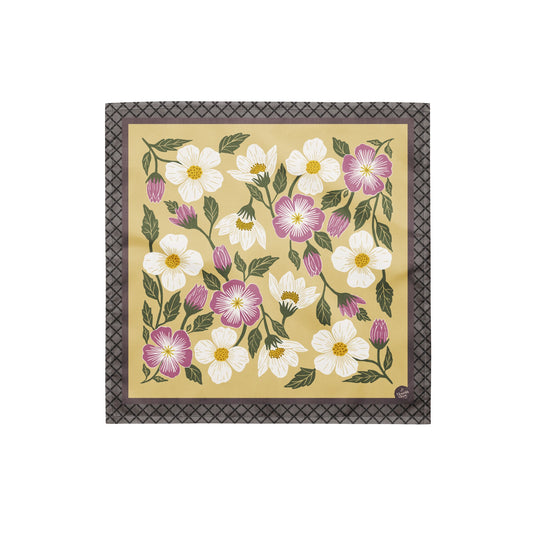 Rosehill Cottage Spring Bandana with hand - drawn artwork - Flourish Moon Studio