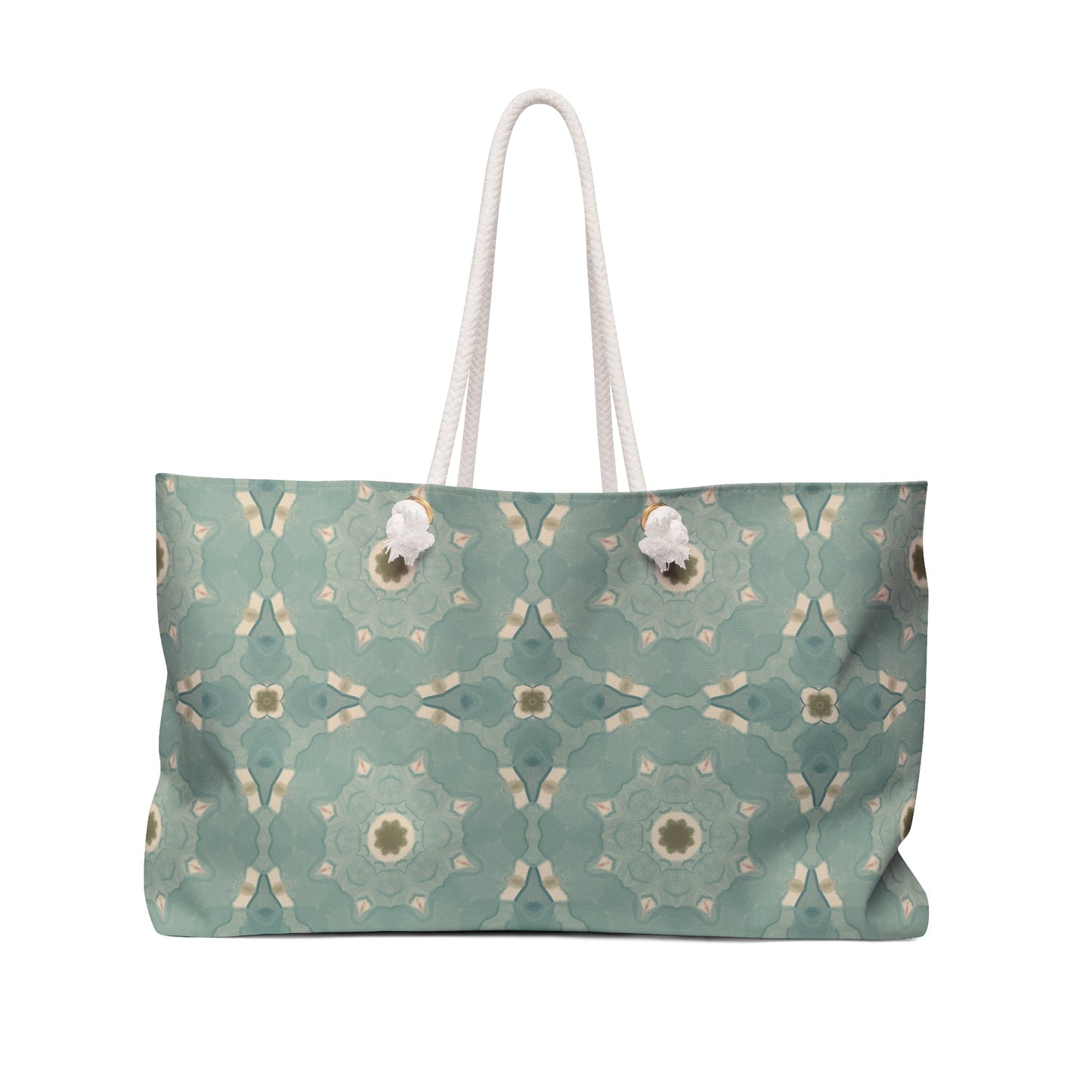 Sea Glass Echo Weekender Bag with hand - drawn artwork - Flourish Moon Studio