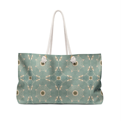 Sea Glass Echo Weekender Bag with hand - drawn artwork - Flourish Moon Studio