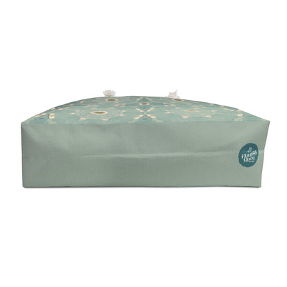 Sea Glass Echo Weekender Bag with hand - drawn artwork - Flourish Moon Studio