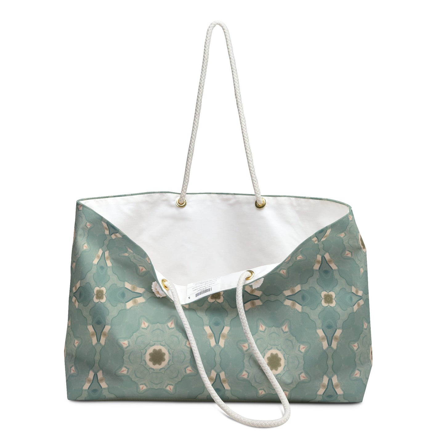 Sea Glass Echo Weekender Bag with hand - drawn artwork - Flourish Moon Studio