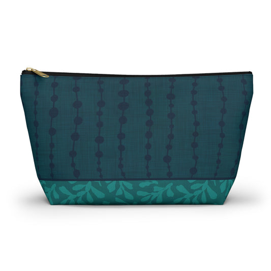 Sea Pearls T - bottom Zipper Pouch with hand - drawn artwork - Flourish Moon Studio