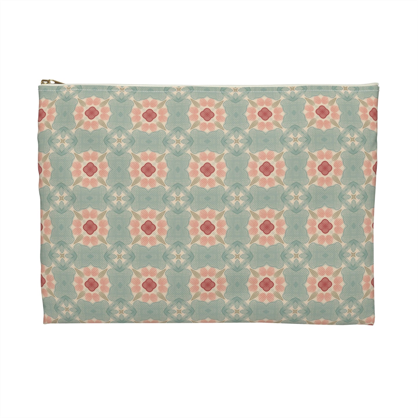 Shoreline Bloom Zipper Pouch with hand - drawn artwork - Flourish Moon Studio