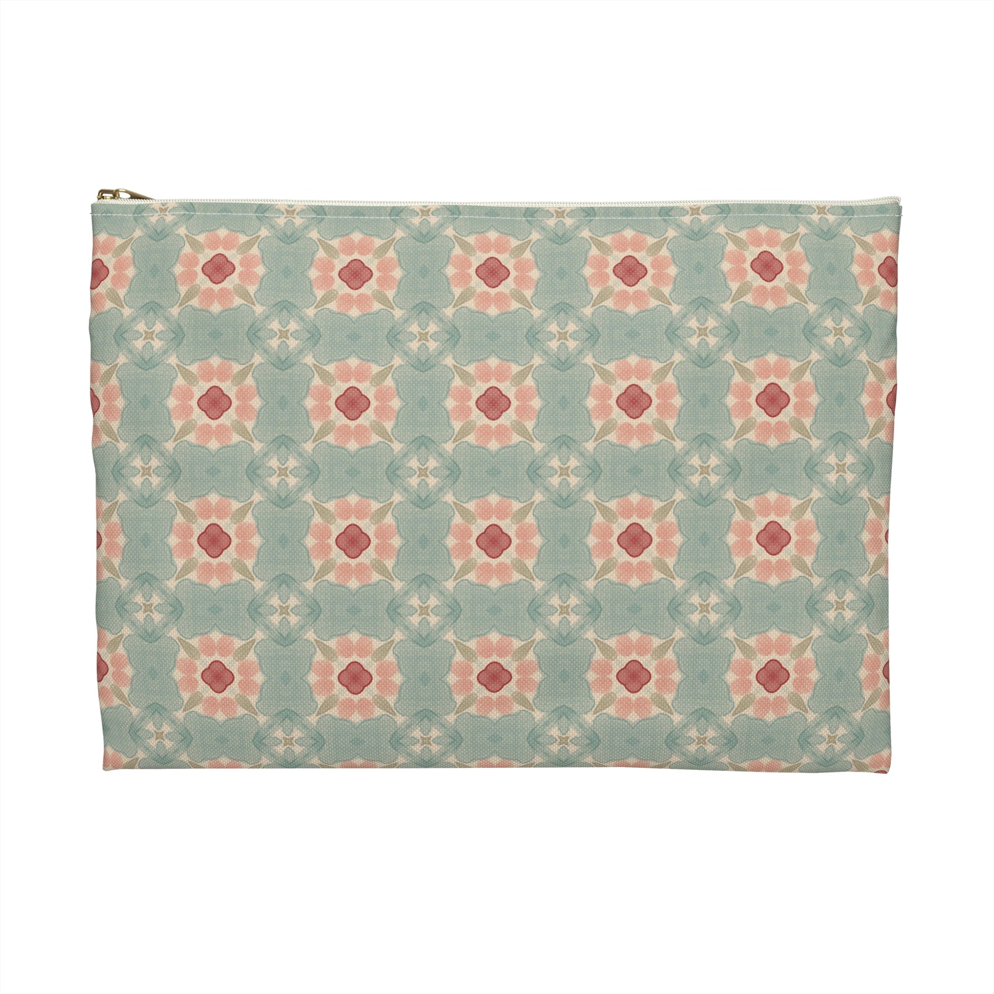 Shoreline Bloom Zipper Pouch with hand - drawn artwork - Flourish Moon Studio
