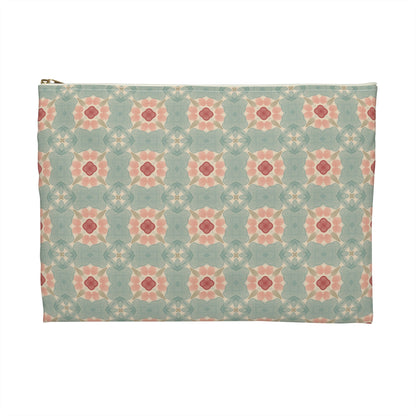 Shoreline Bloom Zipper Pouch with hand - drawn artwork - Flourish Moon Studio