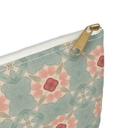 Shoreline Bloom Zipper Pouch with hand - drawn artwork - Flourish Moon Studio