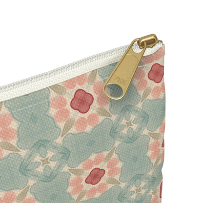 Shoreline Bloom Zipper Pouch with hand - drawn artwork - Flourish Moon Studio